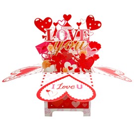 Valentines Day Card Pop Up 3D Greeting Loved Card Romantic Valentines Card for Her Valentines Gifts Card for Birthday, Wedding, Valentine's Day