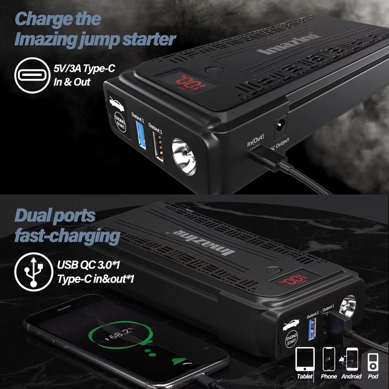 Imazing Heavy Duty Truck Battery Booster Pack Jump Starter Box