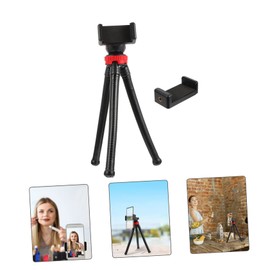 TEHAUX 1pc Flexible Photography Tripod with Phone Clip Durable Ball Head Design for Stable Camera Support Flat Surfaces Compatible with Cameras and Smartphones for and Live Broadcasting
