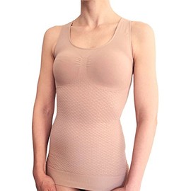 Bioflect® Compression Vest Tank Top - with Bio Ceramic Fibers and Micro-Massage Knit - for Binding, Support and Comfort - Sand M/L