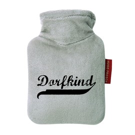 Huuraa Taschenwärmer Dorfkind Vintage Geschenk 0,2 Liter Grey Mini Veloursbezug Dorfkind Geschenkidee