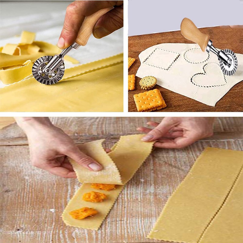 MTOMDY Ravioli Cutter Stamps with Roller Wheel Round Mold with