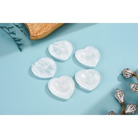 CrystalTears Clear Quartz Crystal Worry Stone Heart Shape Healing Crystals Thumb Worry Stone Polished Pocket Palm Stone for Anxiety Stress Relief Meditation Reiki Healing