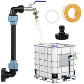 IBC Gooseneck 3/4 Inch Outlet Tap, S60 x 6 Tap Stopcock, IBC Tank Accessories with Brass Tap 25 cm Extension Tube, IBC Adapter for 1000L Water Butt, Rain Barrel, Water Barrel, IBC Container