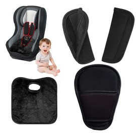 3 PCS Pram Strap Pads, Car Seat Strap Pads, Universal Seatbelt Covers Kids with Child Seat Pad and 2 Reflective Stickers for the Doors Compatible with Most Car Seats Strollers Baby Carriers