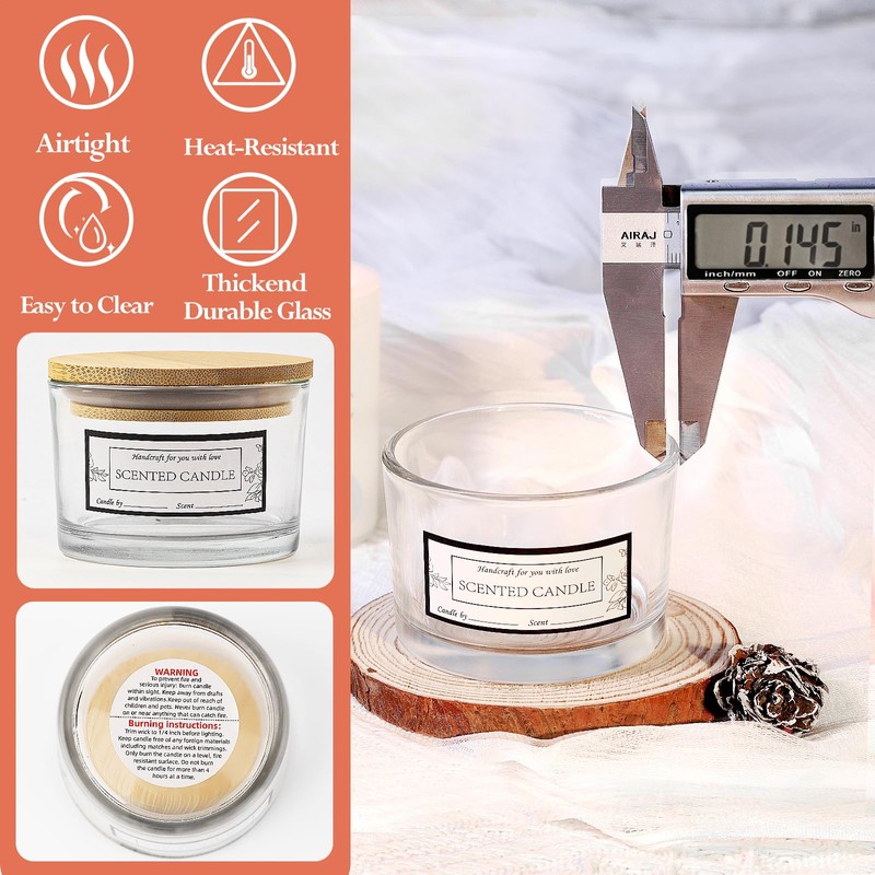 CONNOO 15 Pack 4 OZ Clear Glass Candle Jars with