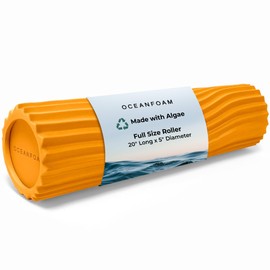Oceanfoam Tidal Roller - Muscle Massage Foam Roller for Back Pain & Stretching - Ergonomic Wide Wave Textured - Yoga, Athletics, & Wellness - Full Size, 20" x 5" - Gold