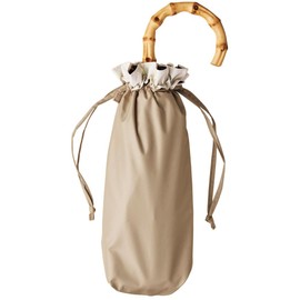 Bicause B-093835 Women's Folding Umbrella, Parasol, 19.7 inches (50 cm), Mini, UV Shield, Light Shield, Ruffle, PU Bi-Color, Beige