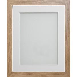 Frame Company Allington Range Beech Picture Photo Frame with White Mount Mount, 8x6 for pic size 6x4' * Choice of Sizes* Fitted with Glass