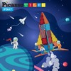 Picasso Toys Magnetic Character Action Figures 4-Piece Astronaut for Building