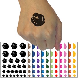 Solid Pug Looking Back Temporary Tattoo Water Resistant Fake Body Art Set Collection - Light Blue (One Sheet)