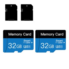 2 Pack 32 GB Micro Memory Card with Adapter, TF Memory Card Class 10, Mini Memory Card for Camera/Smartphone/Tablet/Drone (Blue 32GB*2)