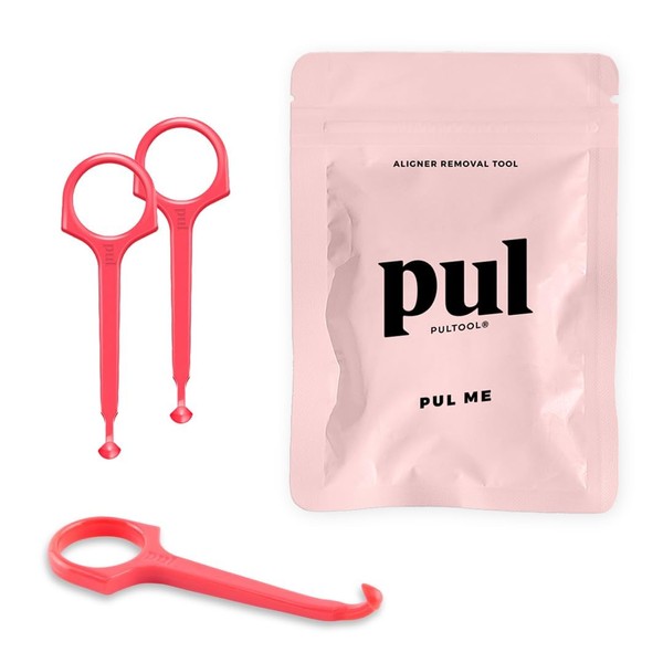 PUL Clear Aligner Removal Tool Compatible with Invisalign Removable Braces & Trays, Retainers, Dentures and Aligners - Hygienic Oral Care Accessory, Personal Orthodontic Supplies - Pink (Pack of 3)