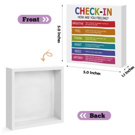 Mental Health Office Decor Self Care Sign Check In Wooden Block Sign Therapist Office Desk Decor Sign Table Decorations Sign for Bedroom Living Room