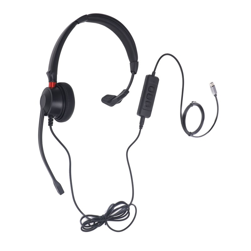 Telephone Headset Noise Canceling Single Ear Comfortable USB C to