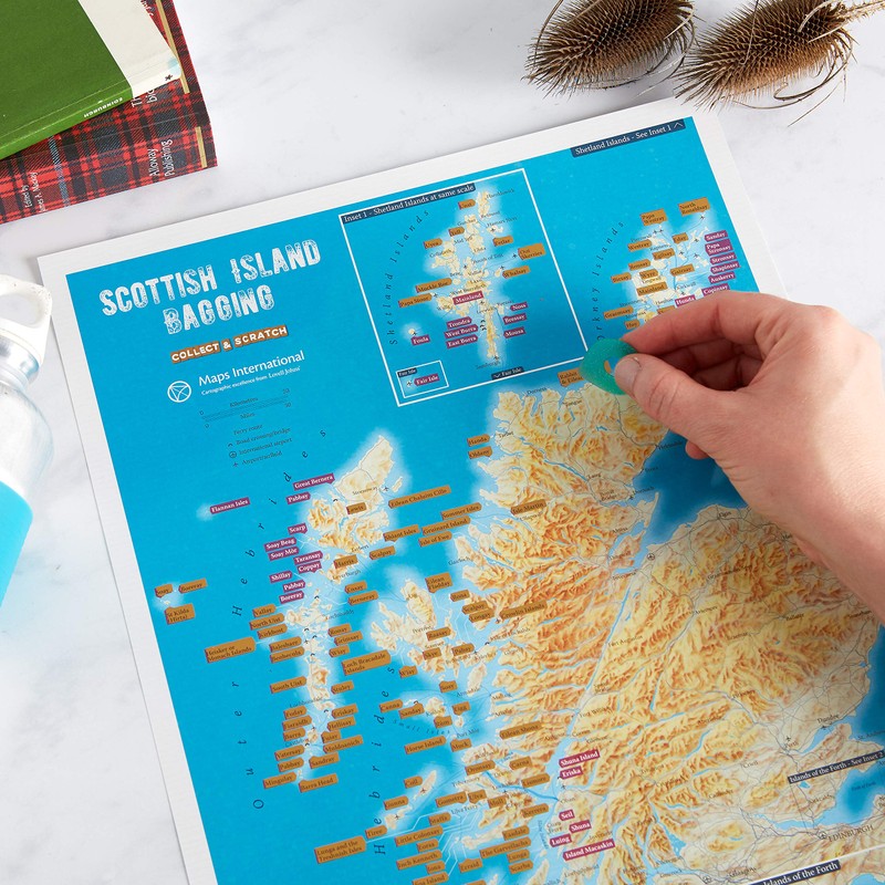 Scratch off Scottish Island Bagging Map - Poster Gift for