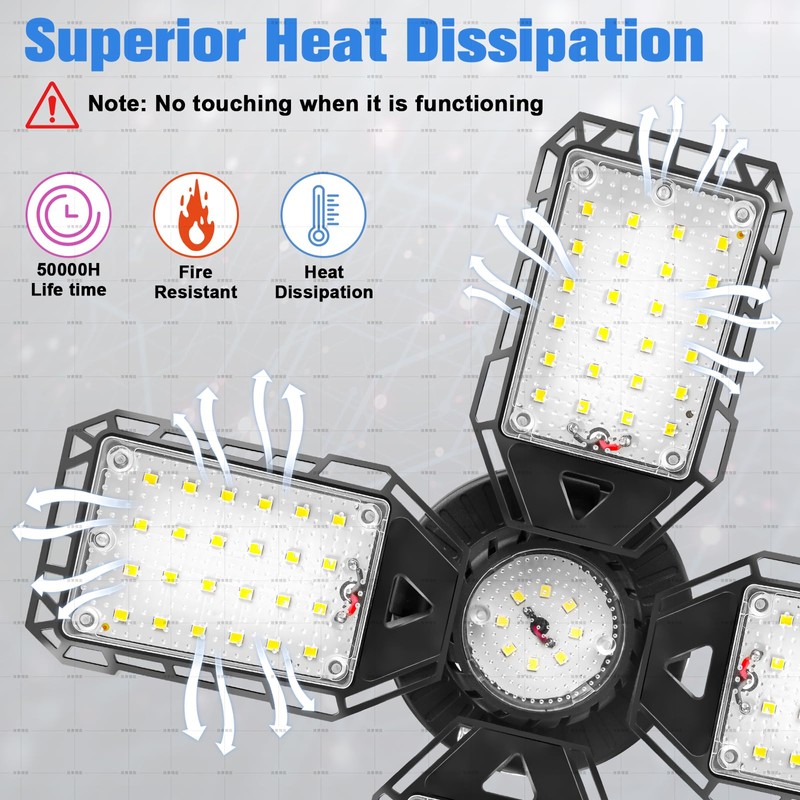 Aoretic LED Garage Lights 4 Pack -120W, 12000LM 6500K Led