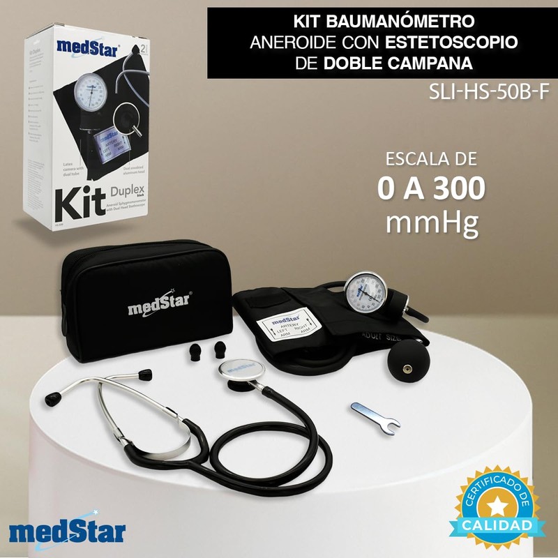 Medstar Baumanometro Aneroide Medstar Kit con Estetoscopio de Doble Campana