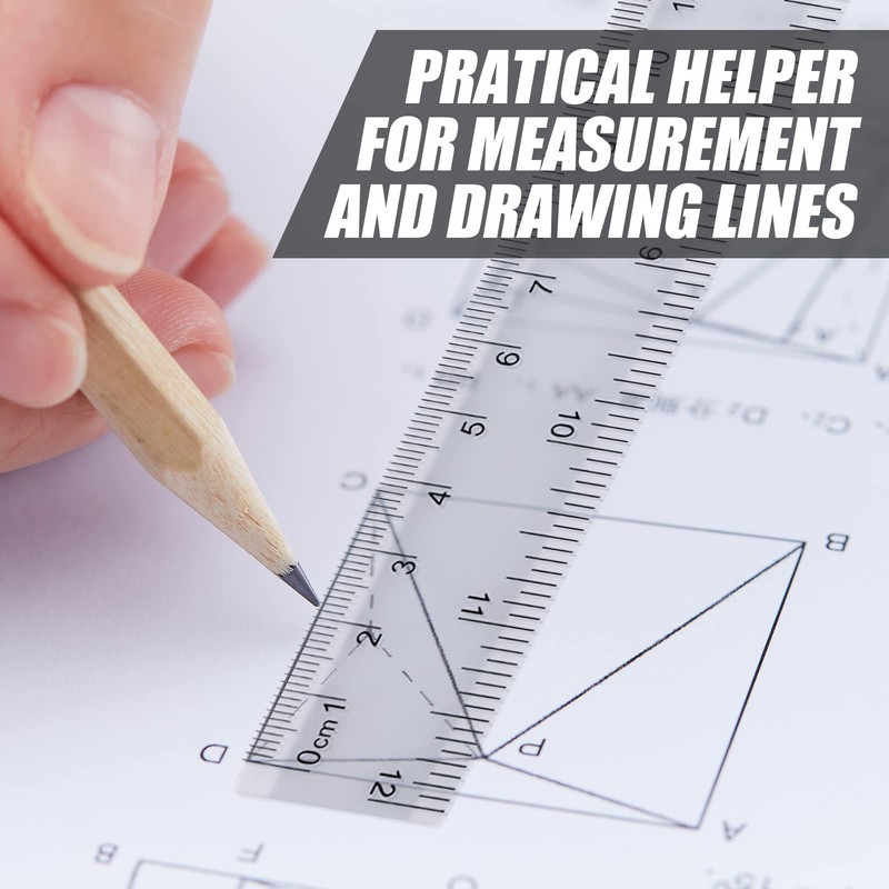 4 pcs Ruler 30cm, Plastic Clear Shatterproof Rulers