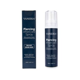 VANERIA Piercing Aftercare Spray Solution, Piercings Treatment to Shrink Clean and Heal New, Irritated & Piercings, Piercings Bumps, for Ears, Nose, Navel Piercings(120mL/4.05oz)