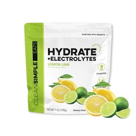 Clean Simple Eats Hydration Drink Mix with Electrolytes & Amino Acids, Naturally Sweetened Powder for Hydration & Recovery, No Artificial Ingredients, Gluten Free, Lemon Lime Flavor, 30 Servings