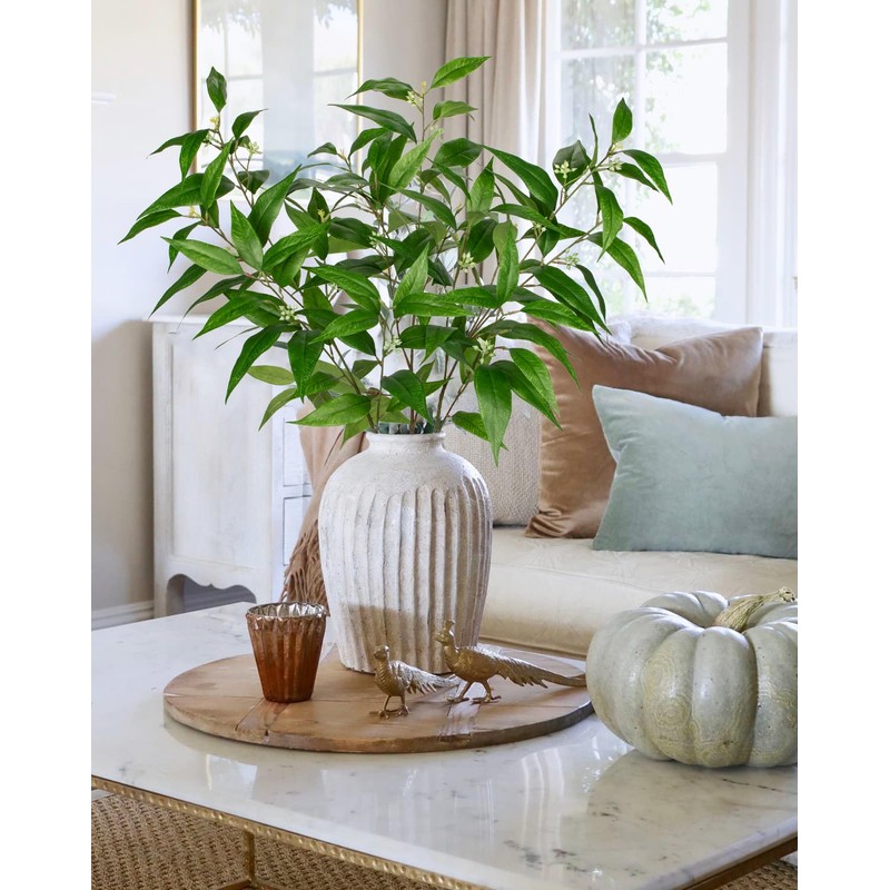 Briful Artificial Eucalyptus Stems with Seeds Real Touch Fake Branches
