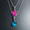 Birthstone Necklace with Tear Drop Shape Pendant with Angel Wings