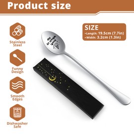 Ice Cream Spoon - Funny Engraved Stainless Steel Spoon for Ice Cream Lovers, Women, Men, Kids Birthdays