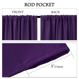 PONY DANCE Kitchen Blackout Curtains - Home Decoration Light Block Curtains & Draperies Window Coverings Short Drapes with Rod Pocket for Bedroom, 42-inch by 45-inch, Royal Purple, 2 Panels