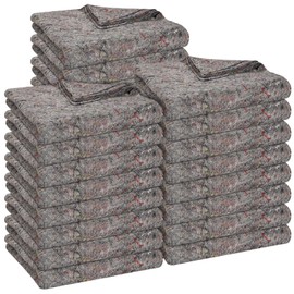 Oudain 24 Pieces Moving Blankets Bulk 39 x 71 Inch Soft High Tensile Strength Cotton Fiber Professional Packing Moving Storage Blankets