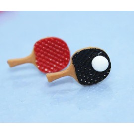 Miniblings Ping Pong Stud Earrings Sports Game Ball Table Tennis Bat - Handmade Fashion Jewellery I Earrings Stud Earrings, Plastic