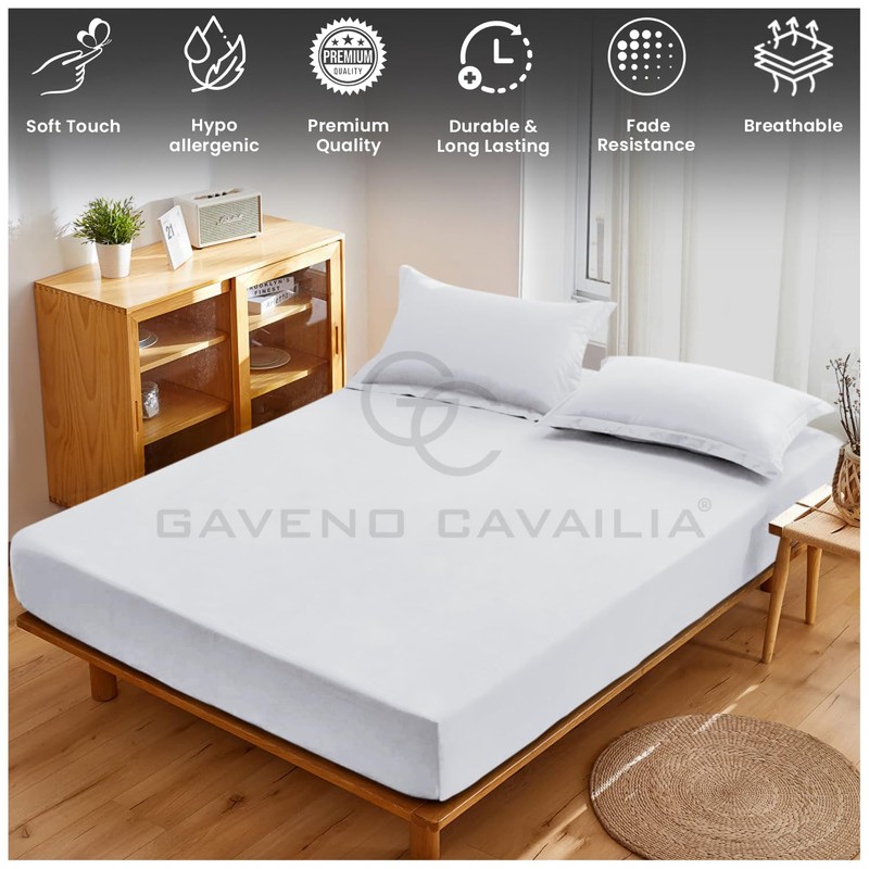 Plain Dyed Bedding Bedsheet, Ultra Soft 4Ft Fitted Bed Sheet,