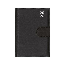 2026 A7 Diary Week Day Per Page - Compact Black Faux Leather Planner - Lightweight Portable Pocket Organiser - Handbag School Travel Diary