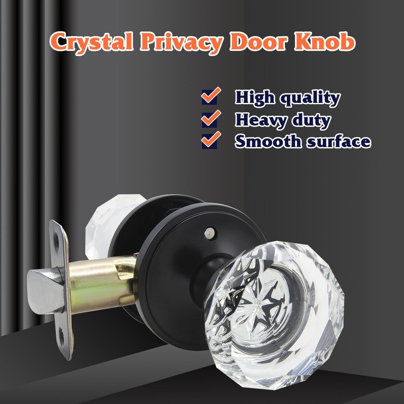 Solidware Glass Crystal Door Knob, Modern Design Door Lockset, Matte