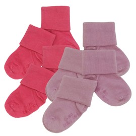 Babysoy Newborn Baby Girl Gripper Socks - Toddler Ankle Non-Slip Socks with Grips- Pack of 4s – (0-6 Months, Lavender-berry)