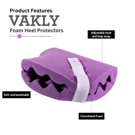Convoluted Foam Padded Heel Protectors [2 Pair 4 Total] Adjustable Eggcrate Foot Pillow Cushion Protector to Relieve Feet Pressure from Open Bed Sores, Ulcers and Injuries - Purple (2)