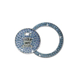 Car Engine Start Ring Sticker, Sparkling Rhinestone Push Start Button Decorative Cover, Anti-Scratch Key Ignition & Knob Bling Ring, Car Interior Accessories for Women Girl (Blue)