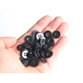 GANSSIA 300pcs 1/2 Inch (12.5mm) Small Size Round 4 Holes Buttons Black Color Button for Sewing Clothing or DIY Crafts Projects Gift