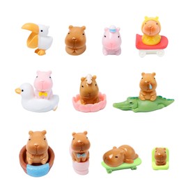 Neikafan Mini Resin Animals Capybara 19 Pcs Mini Figurine Capybara Plastic Ornament Small Resin Animals Kapybara Toy Plastic for Fairy Garden Home Decoration Capibara Tiny Figures