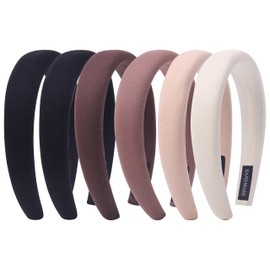 Santoddle Spa Headbands for Women, 6Pcs Padded Head Bands 1.2" Wide Cotton Fabric Thick Hairband for Makeup Washing Face