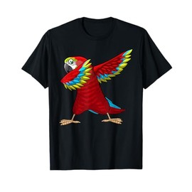 Funny Parrot Gift Parrot Lover Accessories & Stuff Unisex-Youth Black Cotton Blend T-Shirt Small Dabbing Parrot Tropical T-Shirt