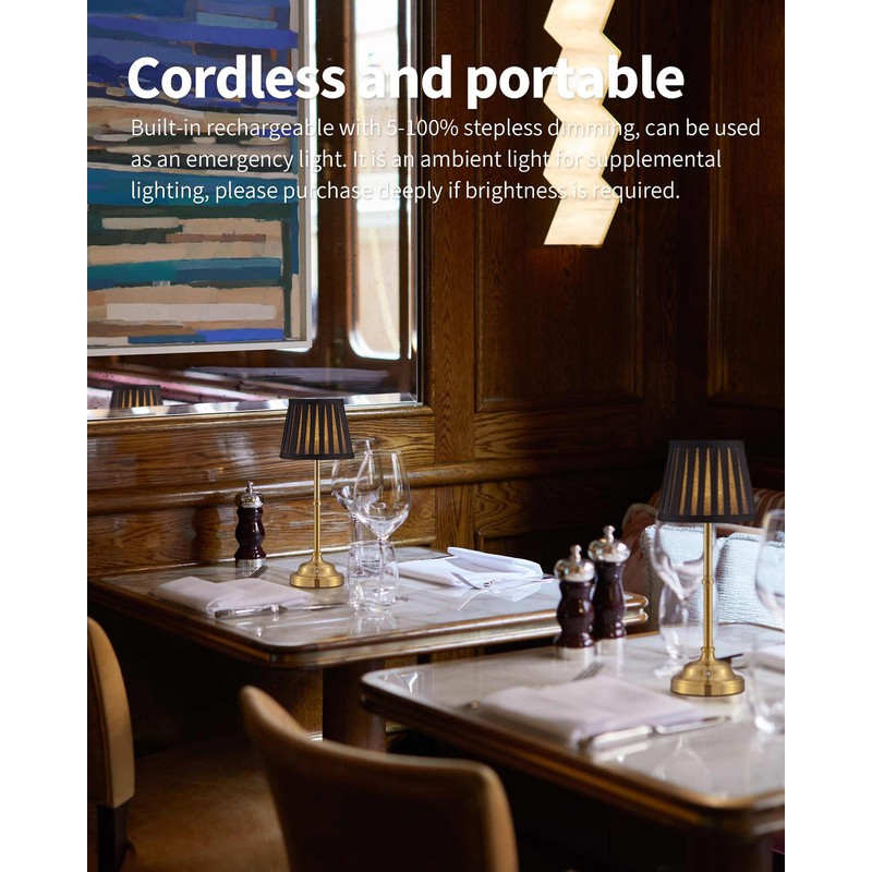 KDG Cordless LED Table Lamp Set of 2, Portables Fabric
