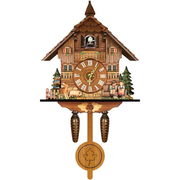 Futchoy Horloge coucou traditionnelle de la Forêt-Noire antique Pendule à quartz Horloge murale pour salon, chambre à coucher, bureau, cuisine, lieu public, salle à manger, véranda, local commercial