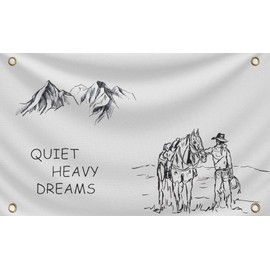 3X5 Ft Quiet Heavy Dreams Flag with Four Brass Grommets - Funny Flag Decoration for College Bedroom and Room - Wall Party Poster - Tapestries Decorations for Living