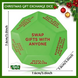 Santa Swap Gift Exchange Dice, Exchange Dice Game 2025 New - 3 Inch Exchange Dice Game Christmas Party Gift Exchange Dice Game for Family Friends Holiday Party 12 Different Sides (Random Box)