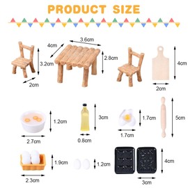 Aolso Dollhouse Accessories, 17 Pieces Gnome Accessories, Miniature Gnome Accessories Accessories, Christmas, Miniature Decoration, Miniature Eggs, Milk Bread, Flour Bag, Dollhouse, Kitchen Baking Set