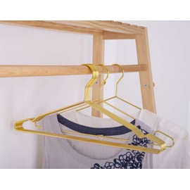 Nature Smile 17 Inches Shiny Gold Metal Clothes Hanger, Coat Hanger, Suit Hanger, Dress Hanger with Big Notches Pack of 10,Gold
