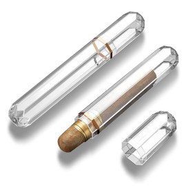 CIGARLOONG Portable Cigar Humidor Tube Plactic Transparent Cigar Tube Single Cigar Case Travel Holder with Cap