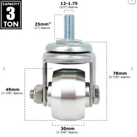 Aluminum Racing Floor Jack Casters, 3 Ton, 2 Piece Set, Quality Replacement Parts for Repiars
