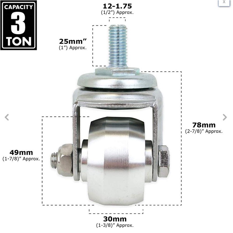Aluminum Racing Floor Jack Casters, 3 Ton, 2 Piece Set,